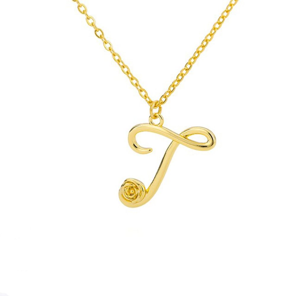 Letter Flower Necklace - Letter T